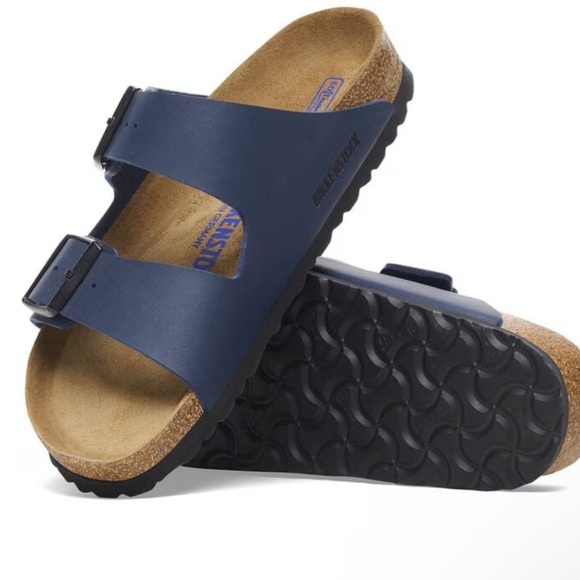 BIRKENSTOCK ARIZONA BS SOFT FOOTBED BIRKO FLOR BLUE SANDALS 34 4 NARROW FIT - Picture 1 of 12